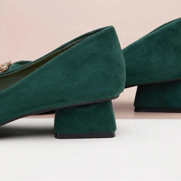 C.Paravano Women’s Alessia Embellished Suede Middle Heel Pumps! - Picture 3 of 12